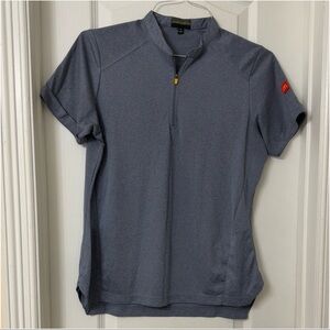 McDonald's Shirt Women's M Blue Gray 1/4 Zip Employee Workwear Short Sleeve Poly